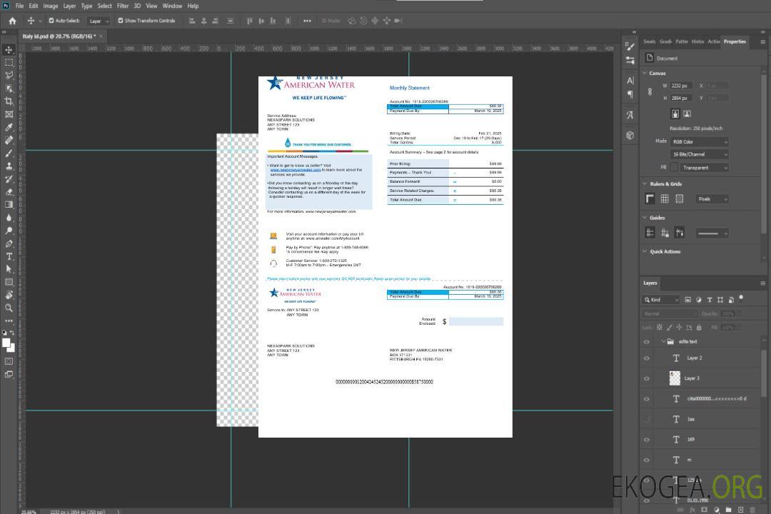 États-Unis New Jersey Projet de loi américain sur les services publics de l'eau Modèle Word et PDF template